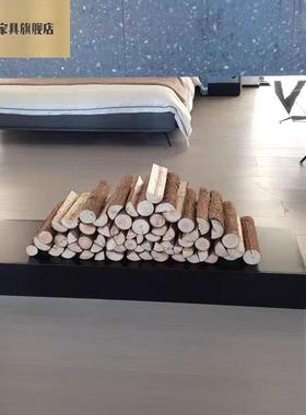 户外木柴原木壁炉取暖木头背景墙客厅装饰饭店民宿木材篝火野炊灶