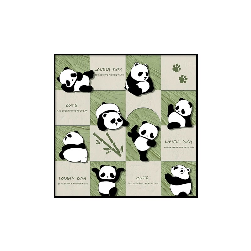 熊猫电表箱装饰画正方形卡通弱配电箱电闸盒开关免打孔遮挡挂画图片