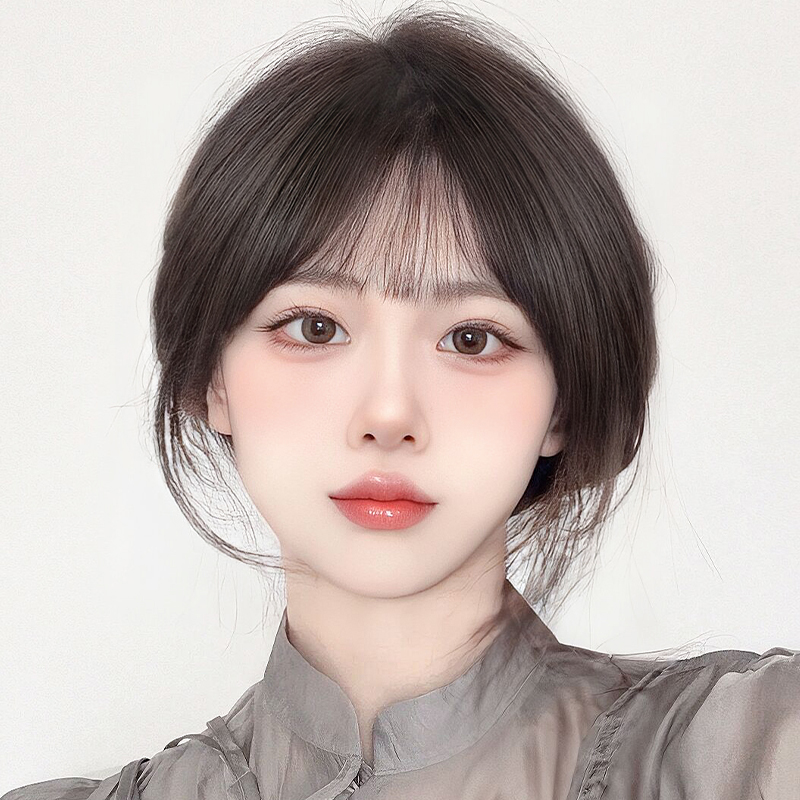 法式刘海假发女假刘海自然前额八字空气刘海假发片头顶齐刘海补发