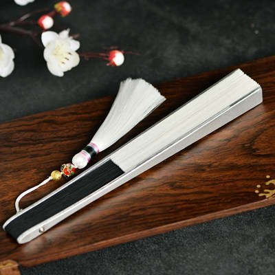 军配扇扇子防身武器折扇男钛合金骨架金属铝合金铁扇古风定制扇骨