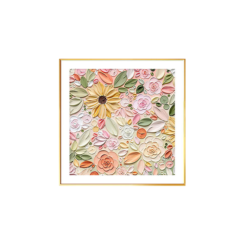 抽象花卉客厅装饰画沙发背景墙组合挂画肌理手绘油画餐厅卧室壁画图片