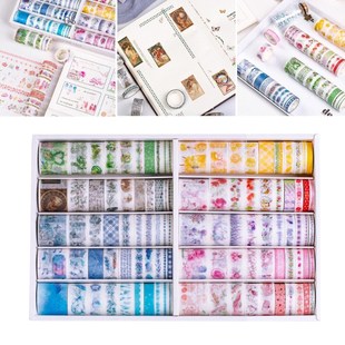 Washi Tape Set 100 Rolls Self Adhesive Tape Paper Sticky Ta