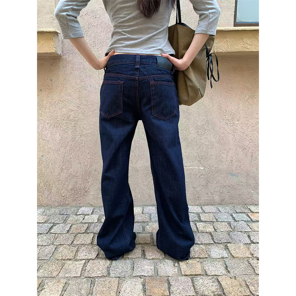 of32 official2025秋季垂坠阔腿设计感牛仔裤女显瘦不贴腿微喇裤