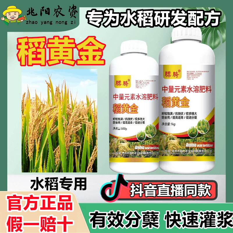 水稻专用叶面肥稻黄金促返青柯杈宝分蘖肥2号9号水稻专用药农正品