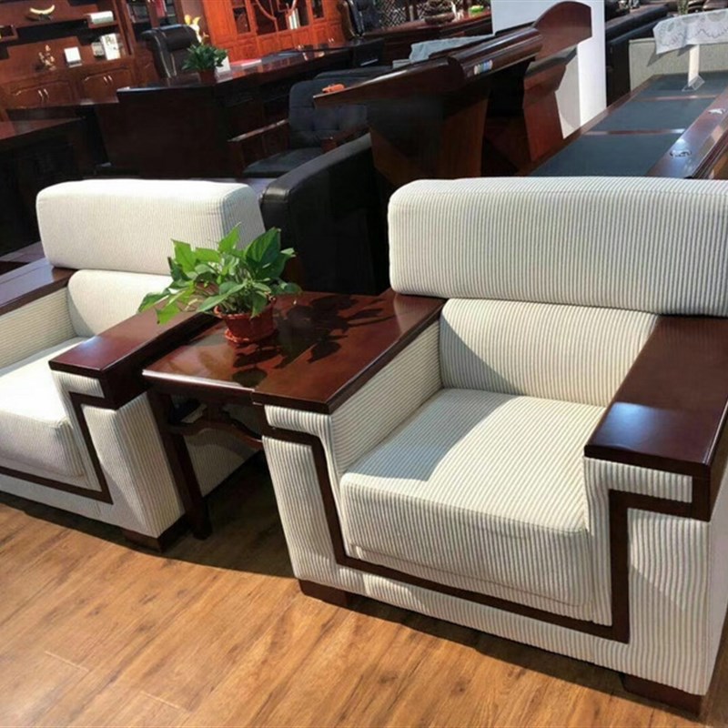 实木单人商务接待沙发 小型贵宾室沙发 中式会客室布艺休闲沙发