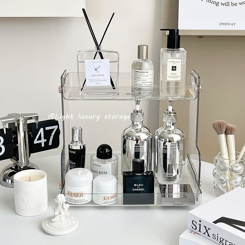 ins风化妆品收纳盒多层护肤品杂物整理置物架子宿舍桌面零食杯架