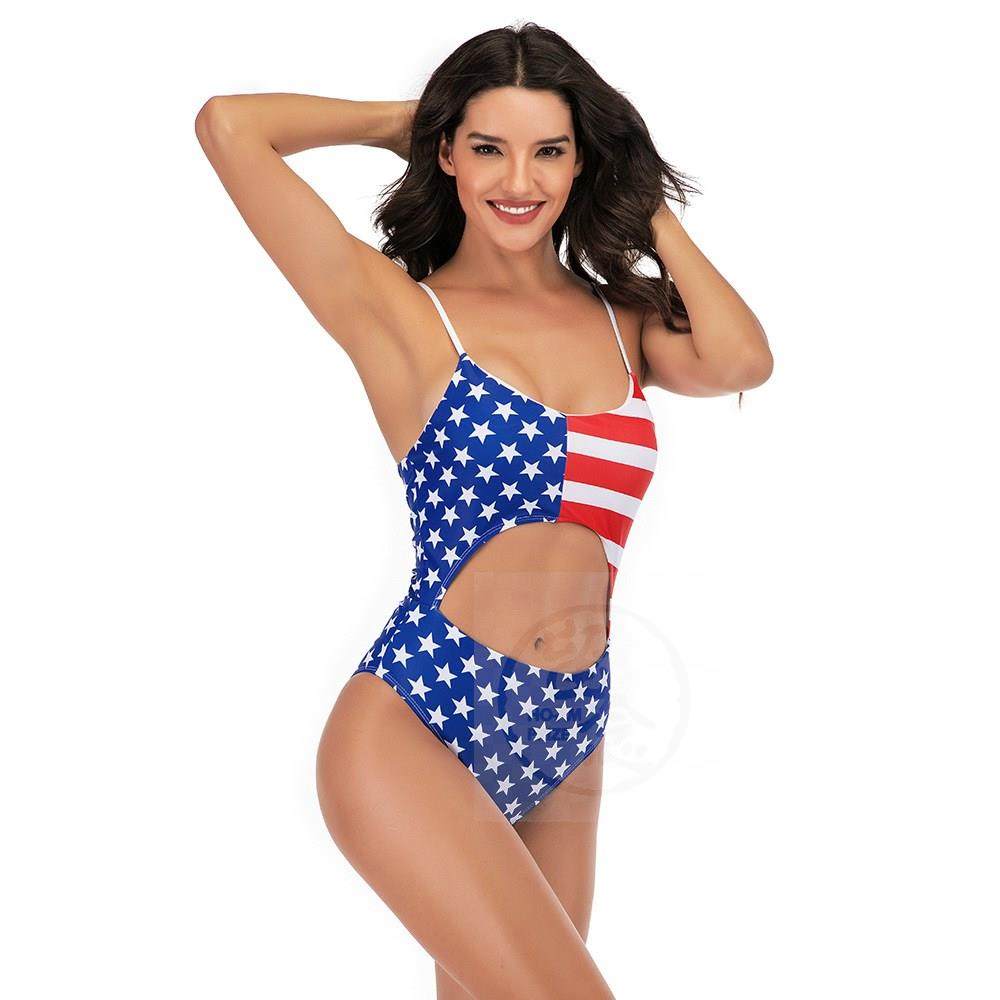 Swimsuit sexy one-piece backless swimsuit digital printing E