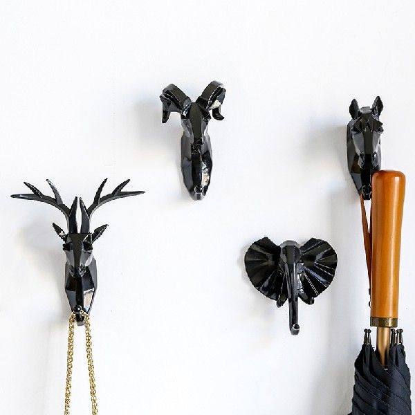 1Pc Nordic Deer Wall Hanging Coat Hook Punch-free Animal