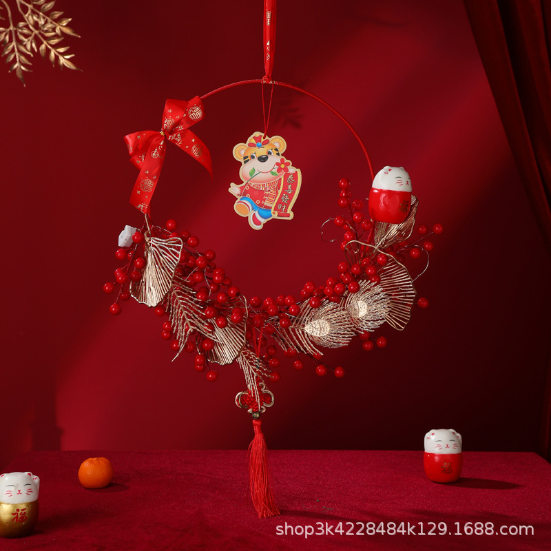 半成品年宵花环祈福门挂创意DIY制作 春节喜庆挂件门饰挂饰材料包