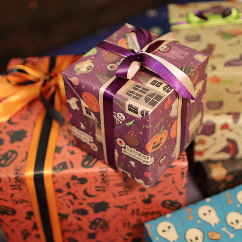 50*70cm  Halloween Wrapping Paper Pumpkin Green Decoration G