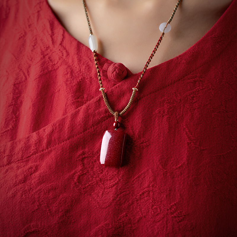 官方保真原矿朱砂原石保平安无事牌吊坠女款项链挂件饰品本命虎年