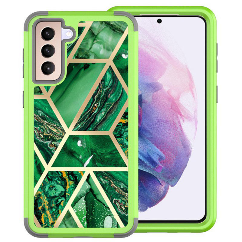适用S21电镀大理石硅胶PC防摔手机壳S21 Ultra防震后壳