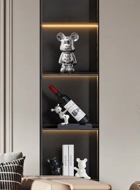 轻奢陶瓷电镀暴力熊摆件客厅酒柜组合创意书档红酒架酒托装饰套装