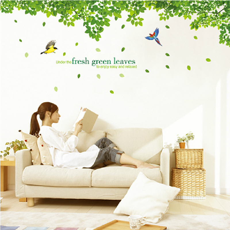 田园绿植大树客厅卧室电视背景墙壁墙贴纸房间装饰品自粘墙纸贴画
