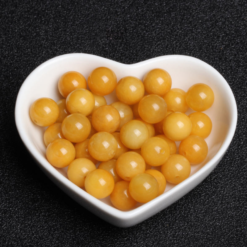 7A天然老黄玉散珠子半成品DIY水晶饰品手工配件整包邮黄龙玉串珠