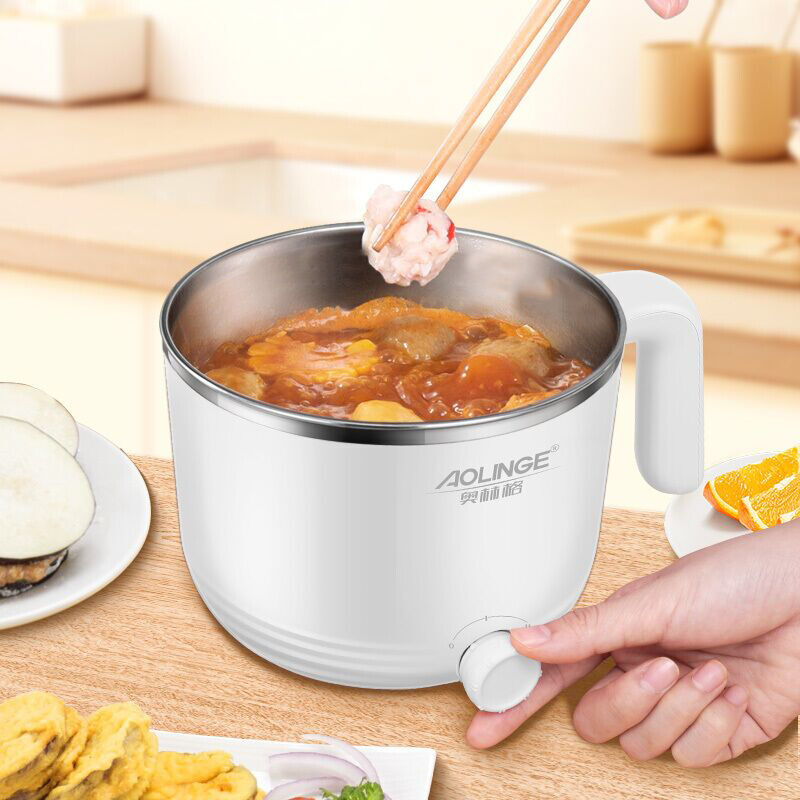 奥林格电煮锅电炒锅学生宿舍煮面锅单人迷你小电锅火锅锅小型多功