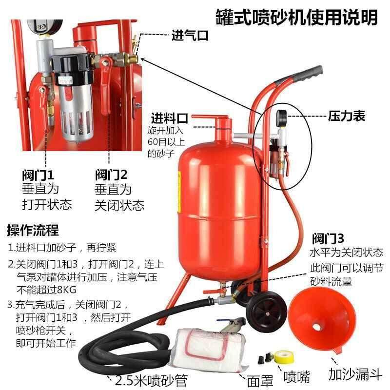 10加仑移动喷砂机除锈去氧化28加仑罐式桶式20加仑喷沙除锈机设备,五金/工具,喷砂机/喷砂枪,淘宝优惠券,粉丝福利购,淘宝优惠卷