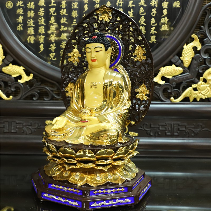 台湾纯铜鎏金阿弥陀佛像释迦牟尼佛三宝佛像如来佛祖西方三圣摆件