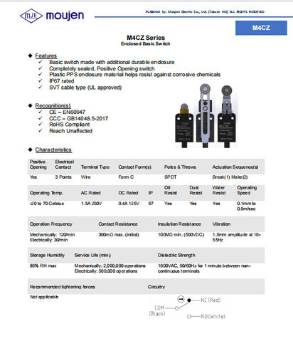 台湾茂仁MOUJEN行程开关MJ-7 M4-4 MJ1-6 MJ2-1 MJ3-5 ME-8 MEA-9