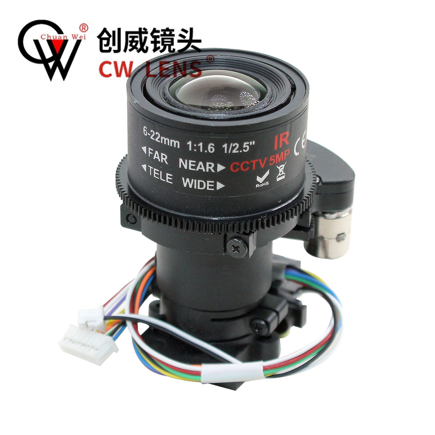 宇瞳电动变焦镜头6-22mm 5MP+IR CUT 电动聚焦 创威视讯 球机镜头