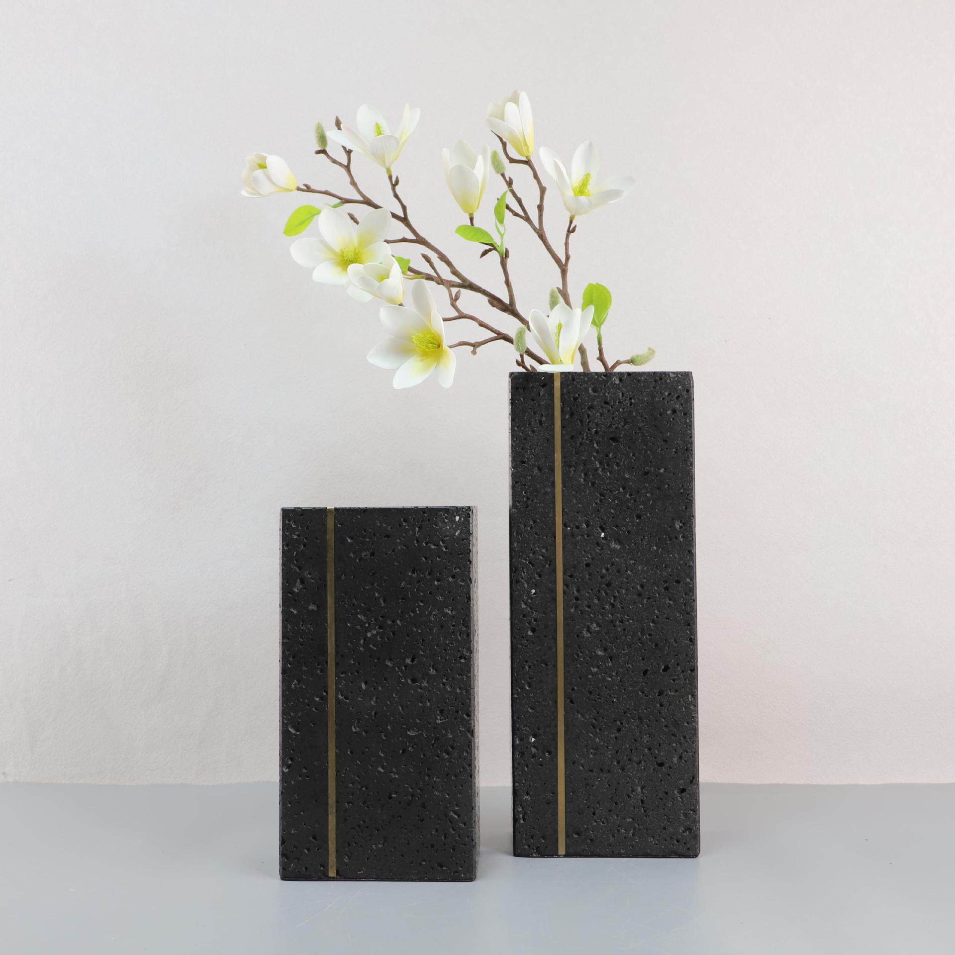 轻奢 ins风黑色洞石干花插花花瓶客厅餐厅茶几玄关酒店装饰品摆件,电子元器件市场,电线扎带/束线带,淘宝优惠券,粉丝福利购,淘宝优惠卷