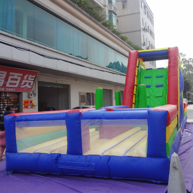 游乐场大号充气娱乐滑梯户外彩色攀岩墙组合儿童充气水池滑梯