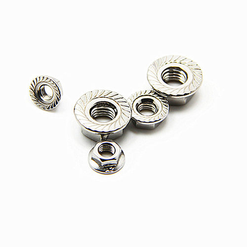 美英制304不锈钢六角法兰螺母 防滑花齿六角螺帽1/4 5/16 3/8 1/2