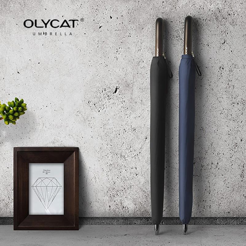 OLYCAT复古木柄雨伞手开结实防水防风简约素色日系24骨长柄伞