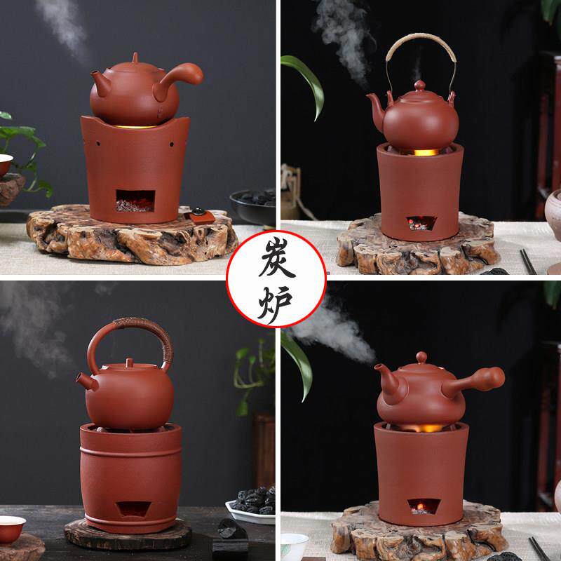碳烤炉红泥小火炉橄榄炭围炉煮茶器木炭家用核桃炭潮州泡茶炉烧水