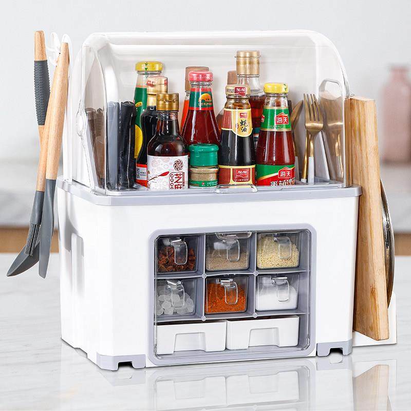 厨房调料置物架防尘多功能调味品大全收纳台面调味盒组合套装刀架