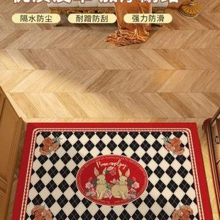 兔年新年入户门红色皮革地垫家用进门门口防滑可裁剪可擦免洗门垫