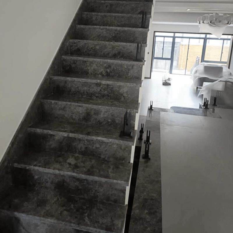 苏州大理石楼梯踏步天然台阶定做别墅天然岩板防滑耐磨人造石定制