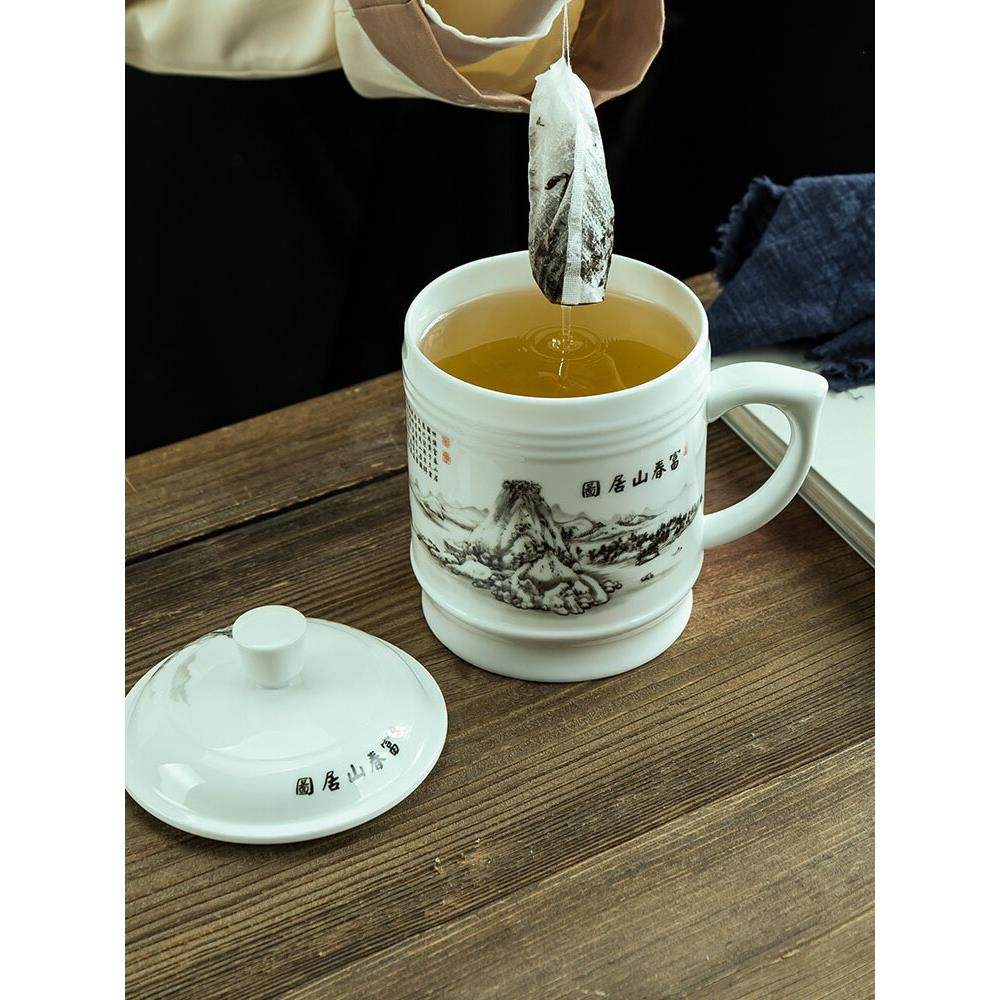 1000ml大容量带盖会议陶瓷杯中国风桌面大型家庭办公室大茶缸水杯,餐饮具,马克杯,淘宝优惠券,粉丝福利购,淘宝优惠卷