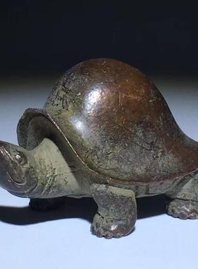 古玩农村收来实心老铜长寿龟乌龟摆件铜龙龟富甲一方茶宠祈福摆件