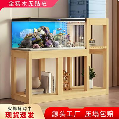 鱼缸底座实木定做草缸架子高低架落地架鱼缸上滤架简约鱼缸架子承