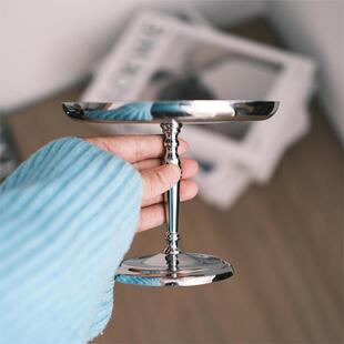 国器不锈钢高脚大盘甜品点心水果蛋糕摆台餐具婚庆样板间道具果盘