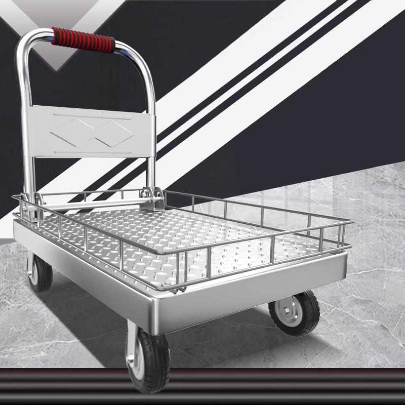 围栏小推车拉货搬运车平板车钢板手推车家用折叠推车小拉车承重