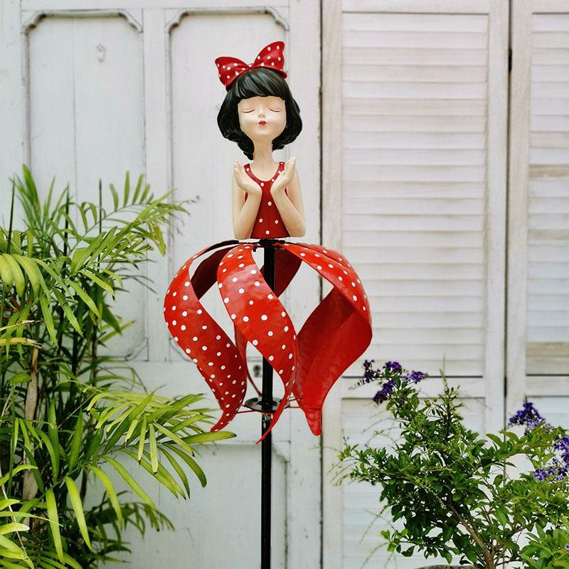 户外旋转铁艺大风车景观露天阳台布置网红造景花园庭院装饰摆件