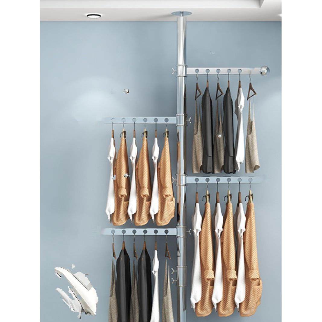 顶天立地晾衣架不锈钢置地式阳台免打孔伸缩折叠加粗挂晒衣帽收纳,收纳整理,置地/升降晾晒衣架,淘宝优惠券,粉丝福利购,淘宝优惠卷