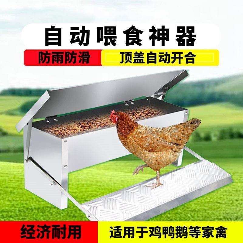 喂鸭食盒自动关闭防鼠长方形料盒喂食器脚踩养鸡脚踏踏板防鸟食槽