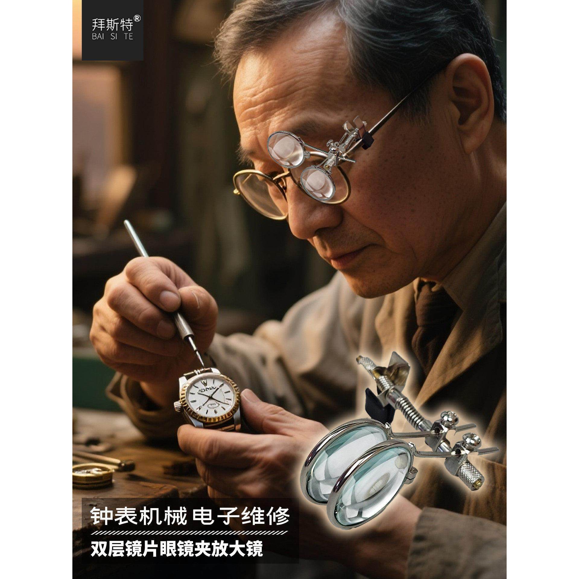 眼镜夹10倍修表放大镜维修用高清玻璃镜片鉴定手表玻璃镜片2寸镜,文具电教/文化用品/商务用品,放大镜,淘宝优惠券,粉丝福利购,淘宝优惠卷