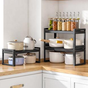 厨房置物架台面分层架桌面转角储物放锅架子调料调味品锅具收纳层