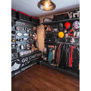 五金少女洞洞板户外装备收纳墙金属骑行露营挂墙板整墙置物展示架