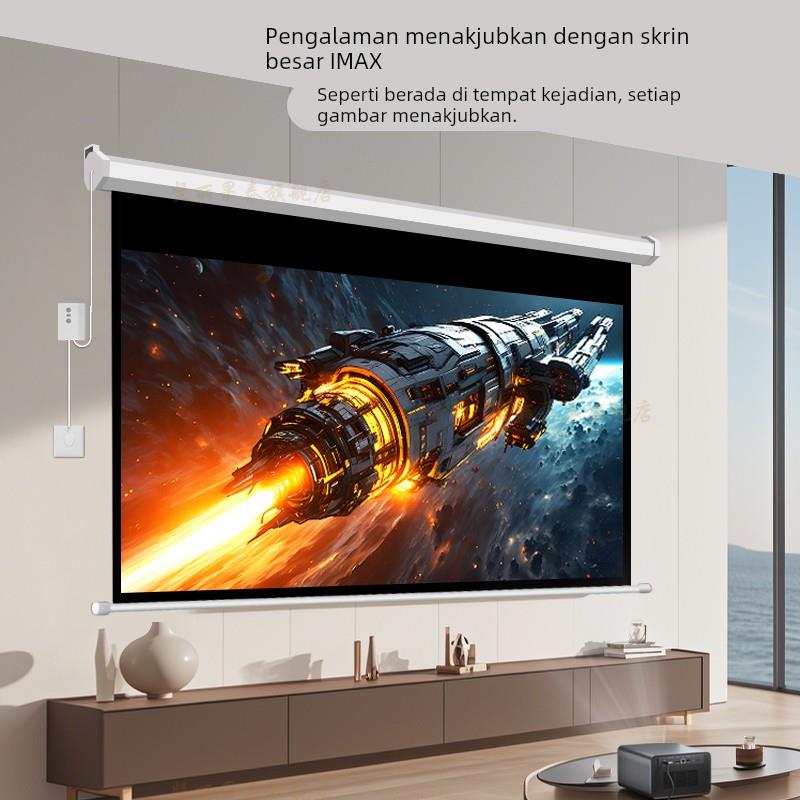 坚丽果泰电动投影幕布投影仪超高清幕布家用公司遥控自动升降屏幕壁挂吊顶100寸120/150寸纳米抗光幕布