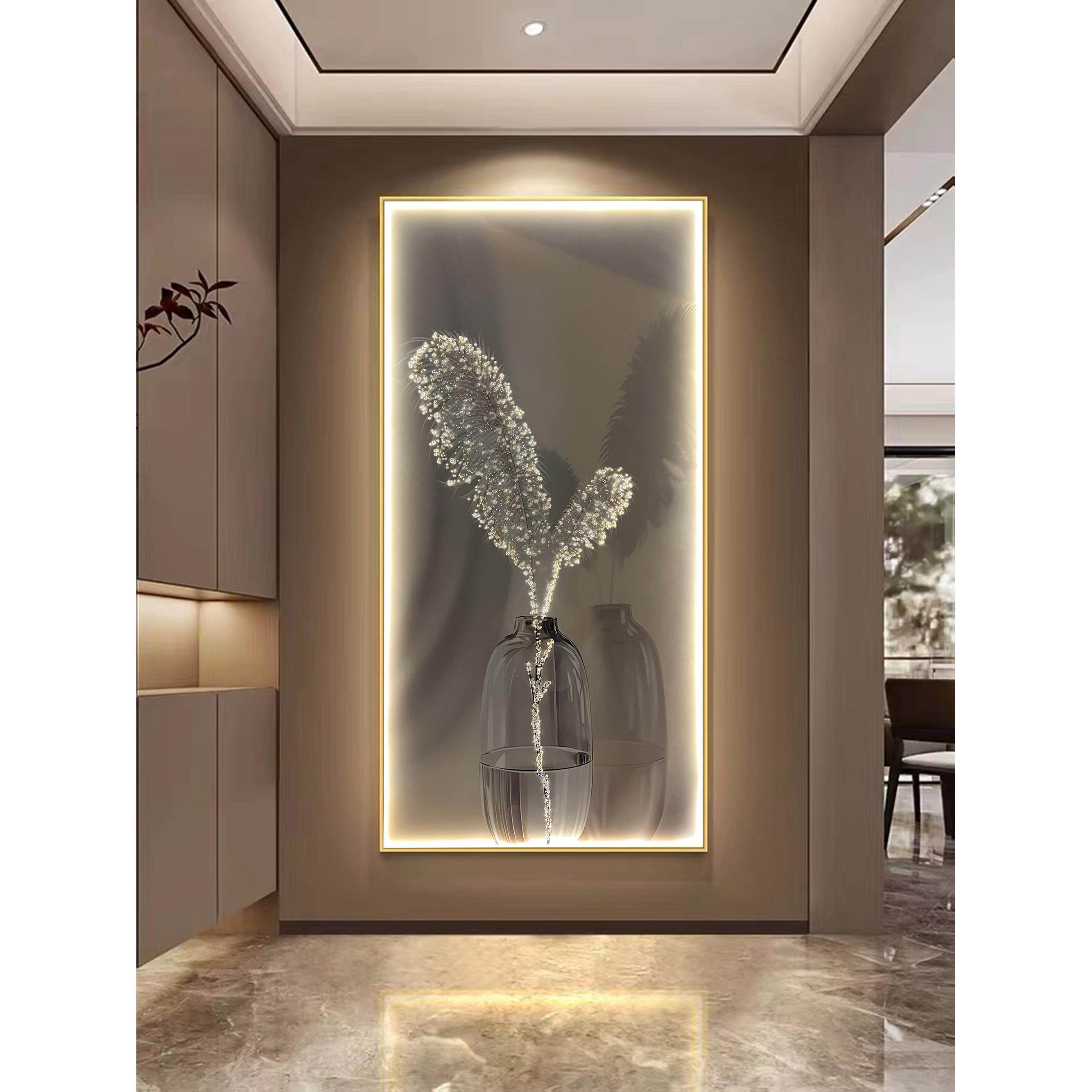 入户轻奢高级感羽毛玄关装饰画客厅走廊尽头过道挂画现代简约壁画