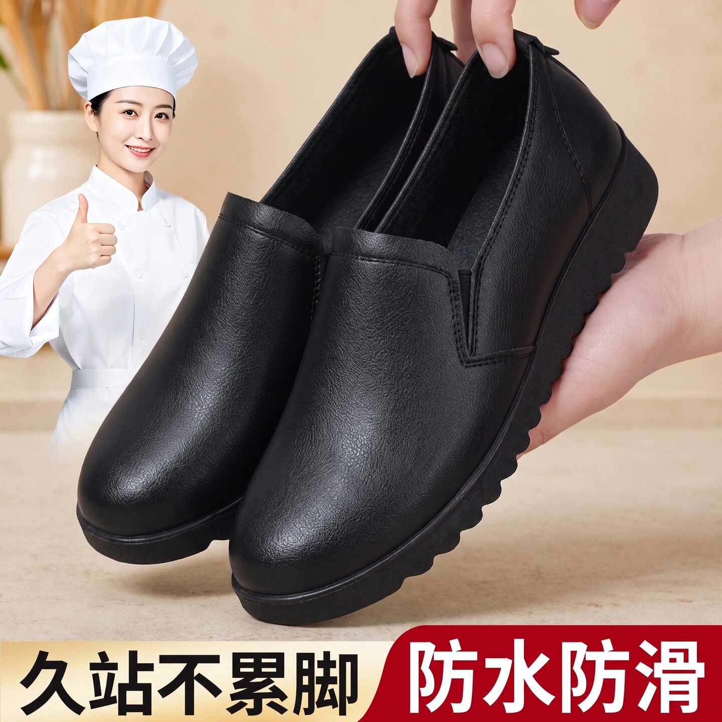 女士厨房工作鞋软底防水防滑