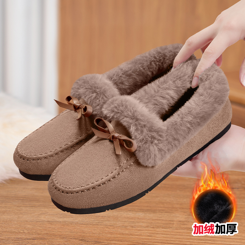 冬季老北京布鞋保暖软底毛毛鞋