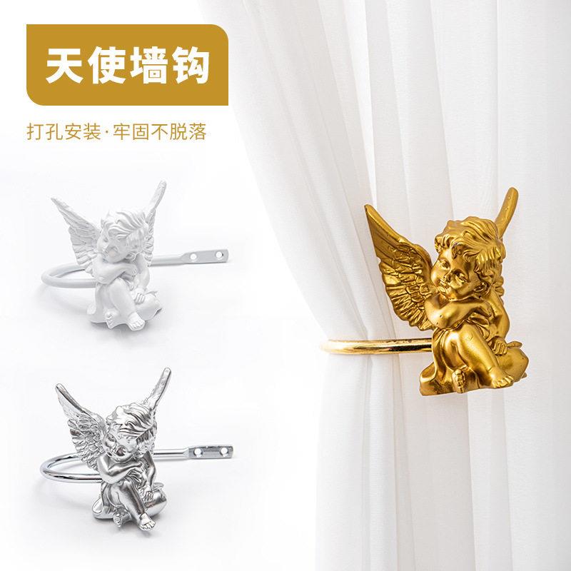 新款欧式轻奢天使墙钩现货跨境窗帘收纳挂钩壁钩帘钩收拢家用