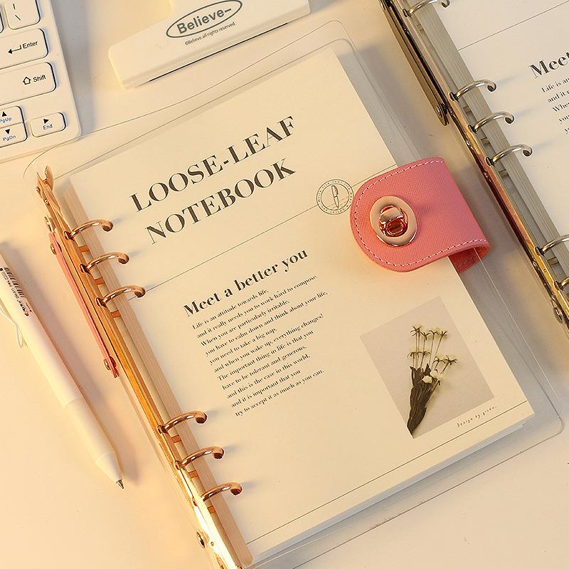 简约好看PVC透明活页本锁扣精致A5手账活页替芯B5横线内页可拆卸