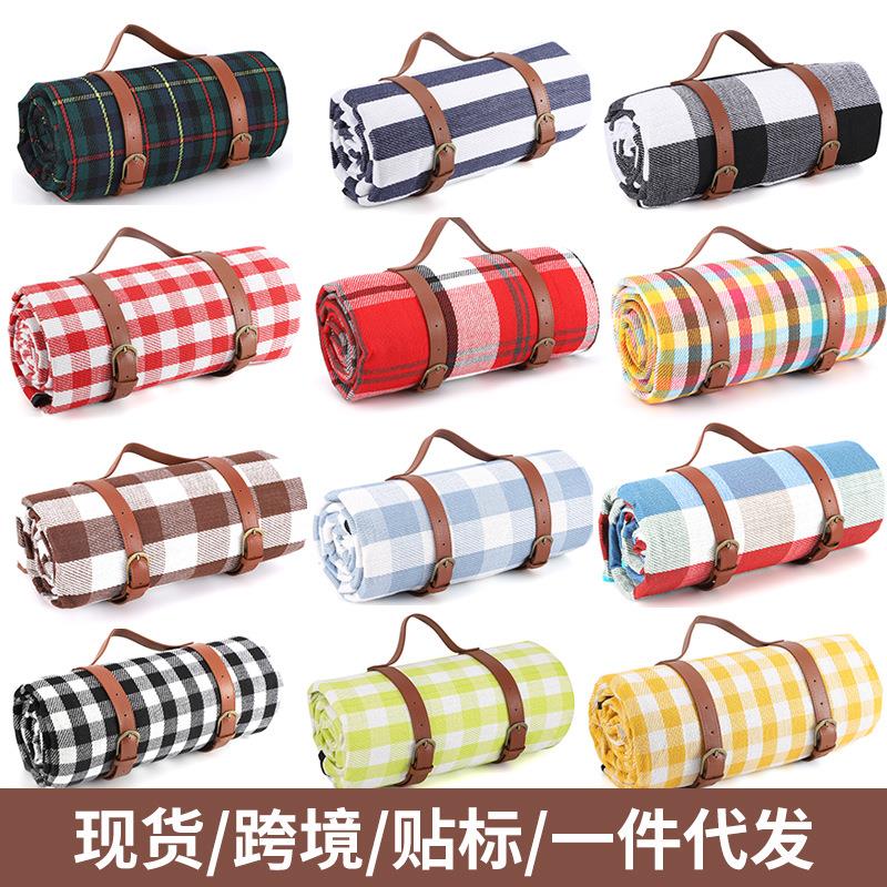 现货皮革绑带野餐垫防潮垫 户外帐篷垫草地垫野餐布沙滩垫野营用